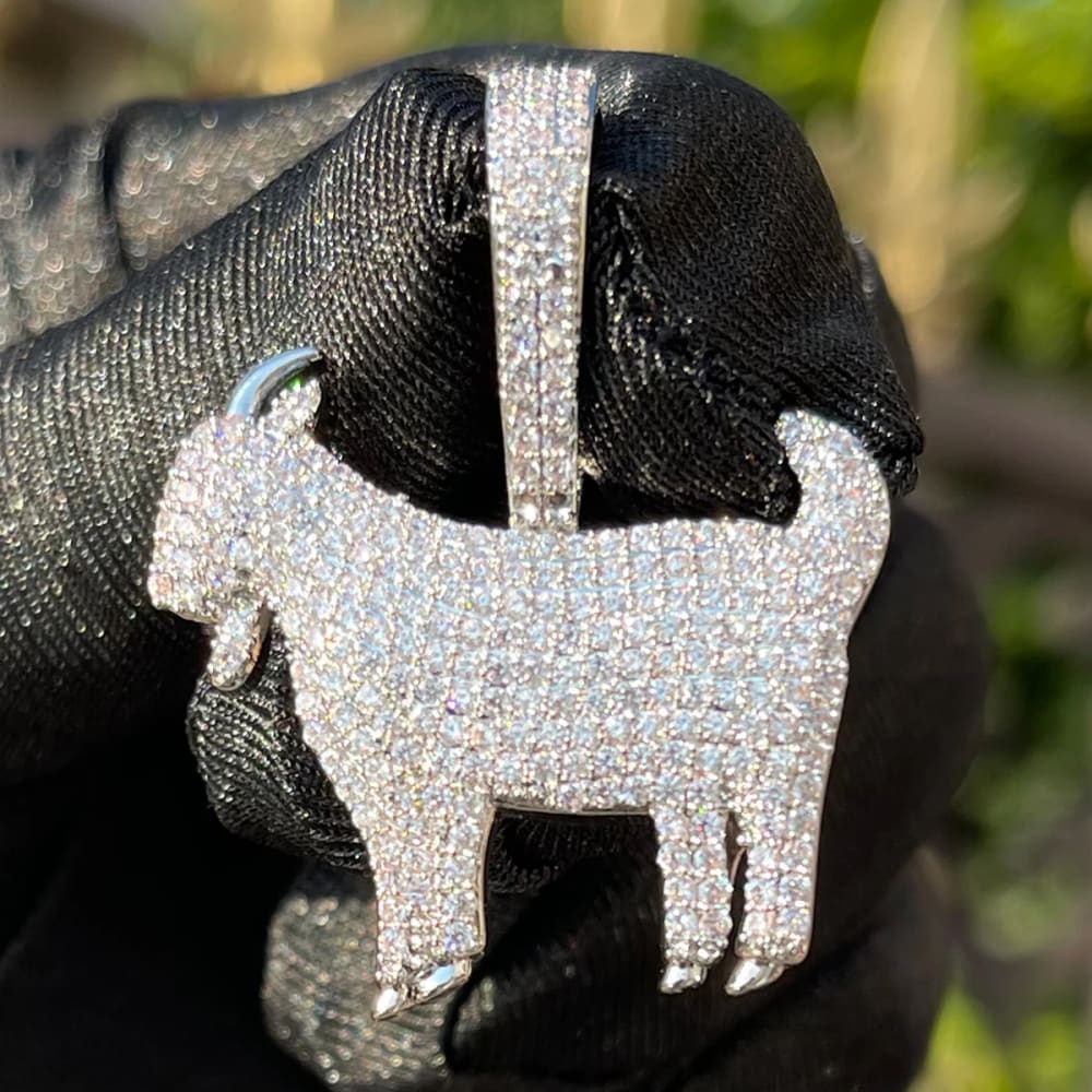 Iced Out Goat Pendant With Tennis Chain Necklace for Men